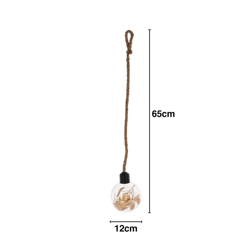 L�mpada Corda com Bola Vidro 10 Leds 12X65cm