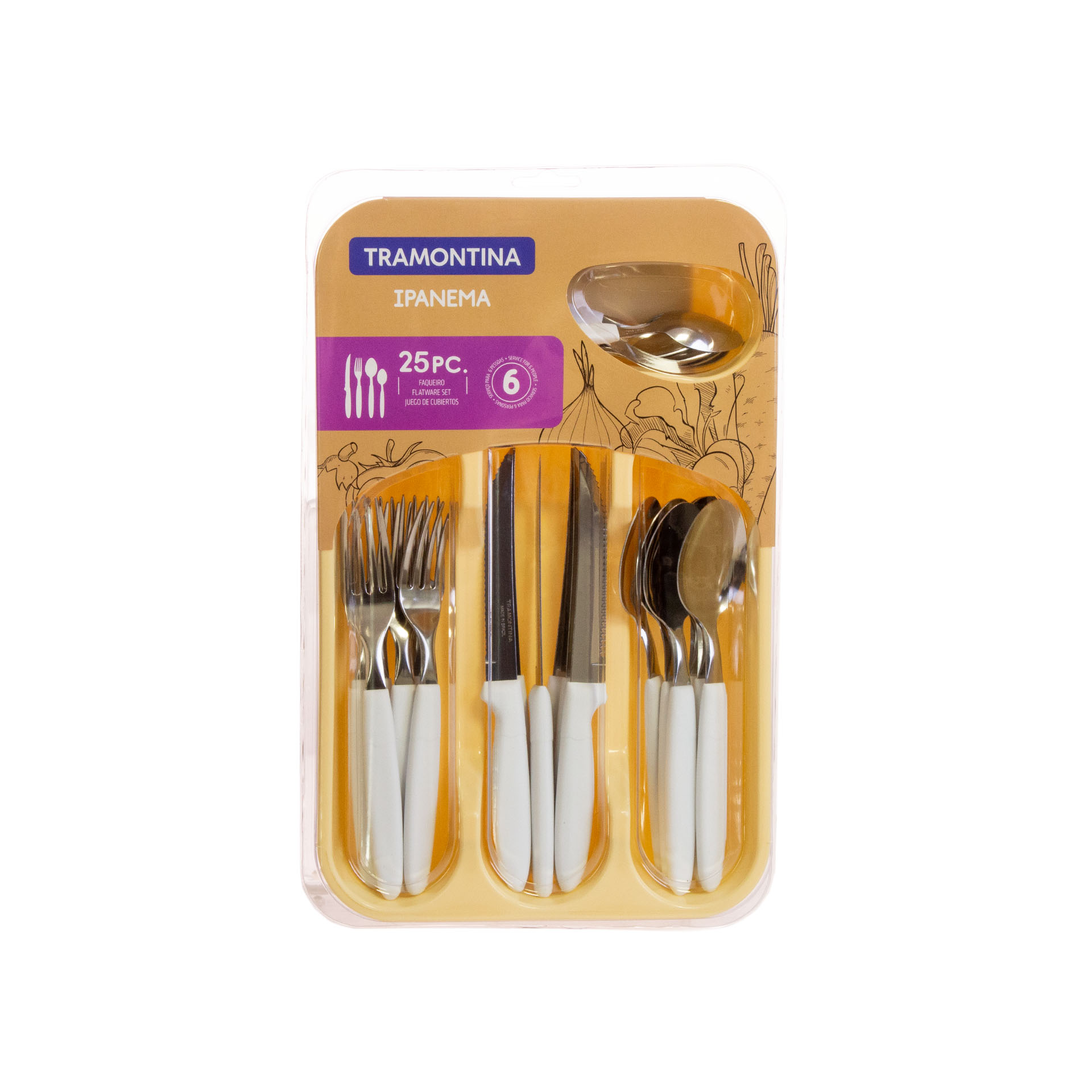 Faqueiro Inox Ipanema com Cabo 25 Peças 35X23.5X3.2cm