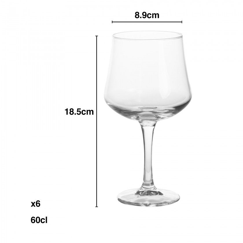 Copo com Pé Gin Arôme 60cl 8.9X18.5cm Pack 6 Copo com Pé Gin Arôme 60cl 8.9X18.5cm Pack 6