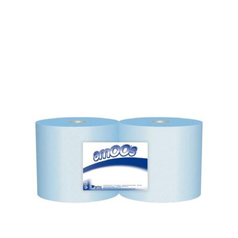 Papel Seca Mãos Industrial Azul 2 Folhas 23.5cmX300m Pack 2