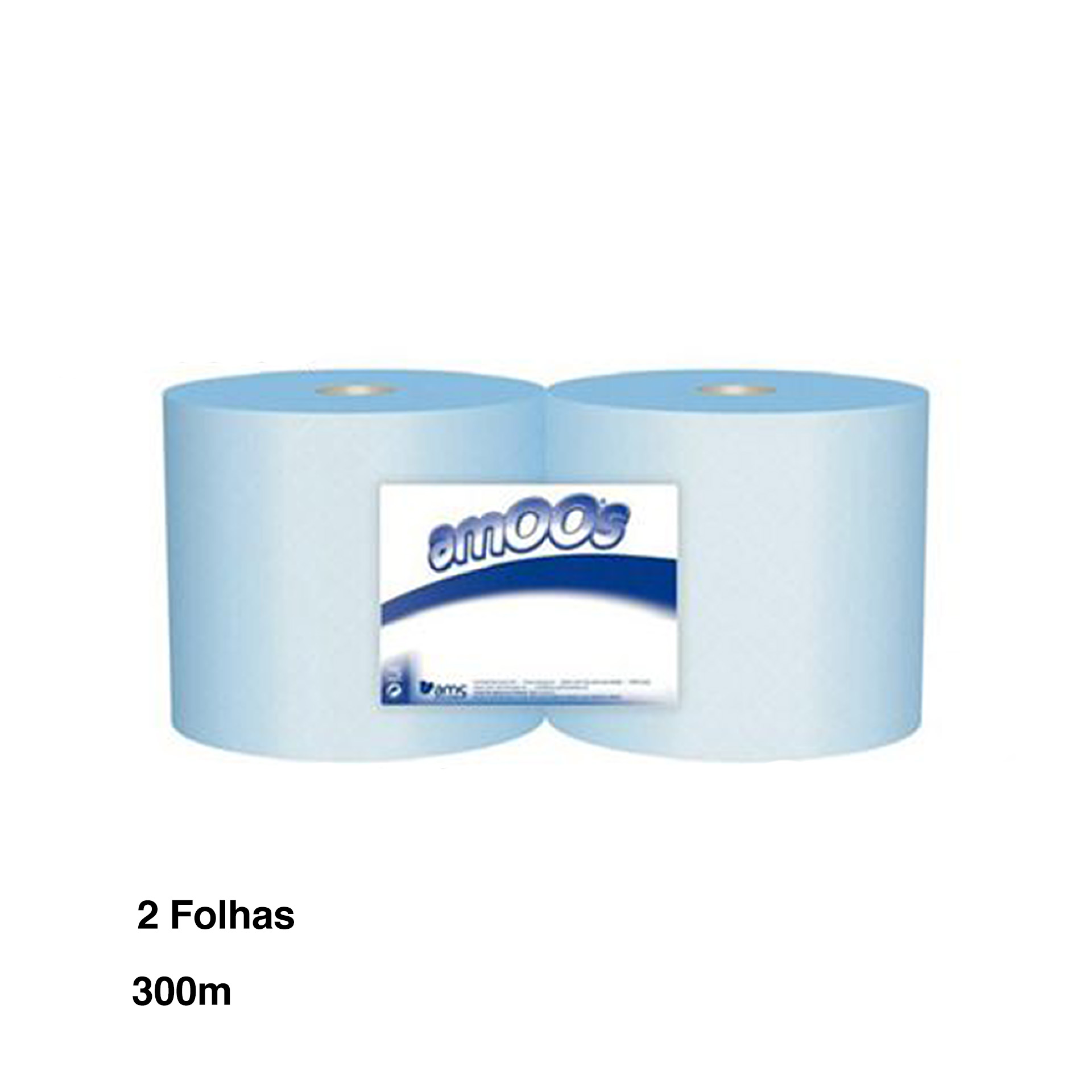 Papel Seca Mãos Industrial Azul 2 Folhas 23.5cmX300m Pack 2