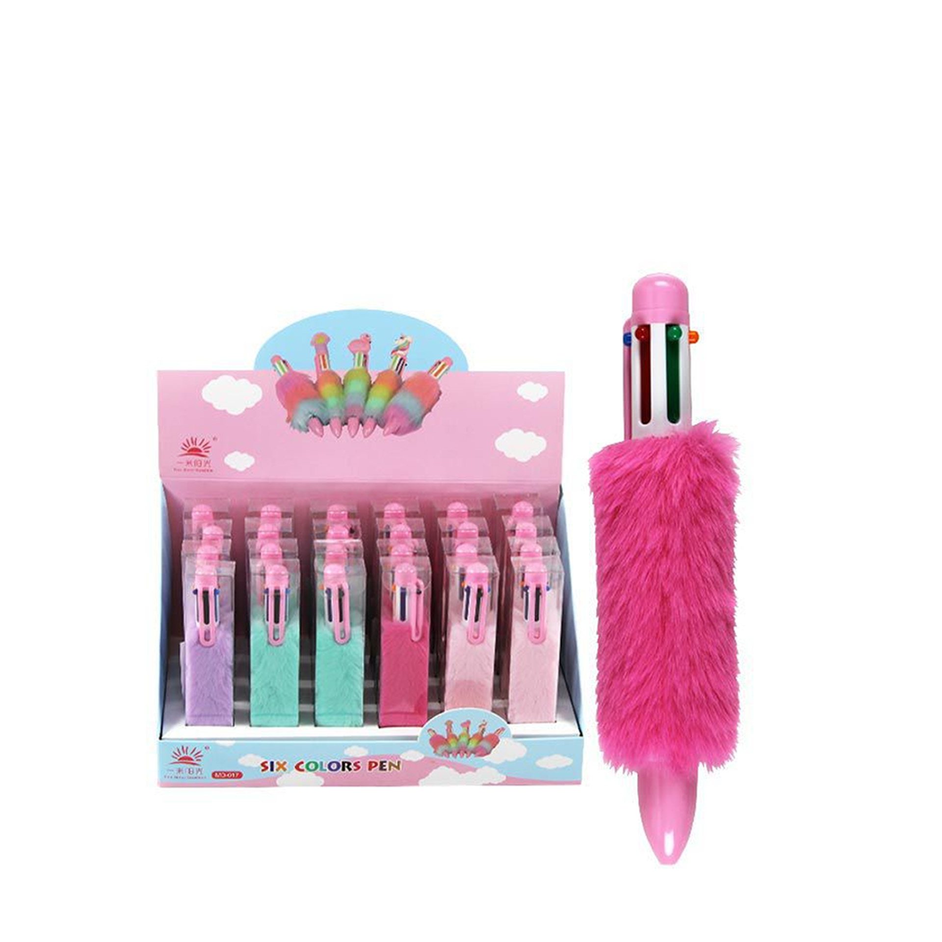 Caneta com Pelos 6 Cores