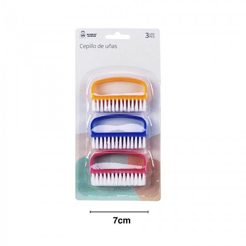 Escova Unhas Cores Sortidas 7cm Pack 3 Escova Unhas Cores Sortidas 7cm Pack 3