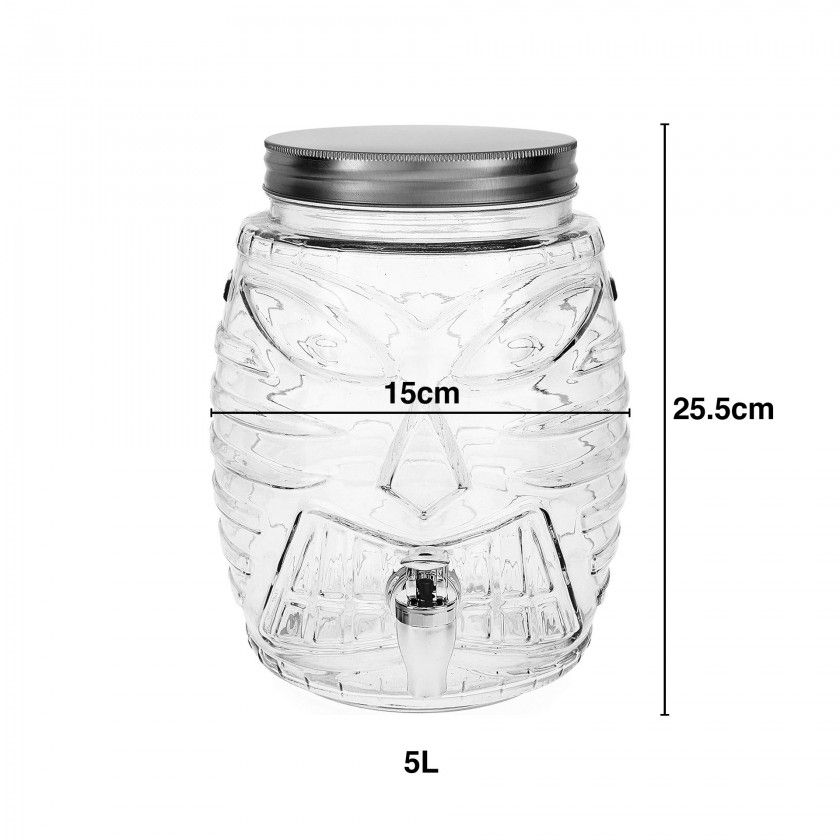 Dispensador Vidro Tiki com Torneira 5L 15X25.5cm Dispensador Vidro Tiki com Torneira 5L 15X25.5cm