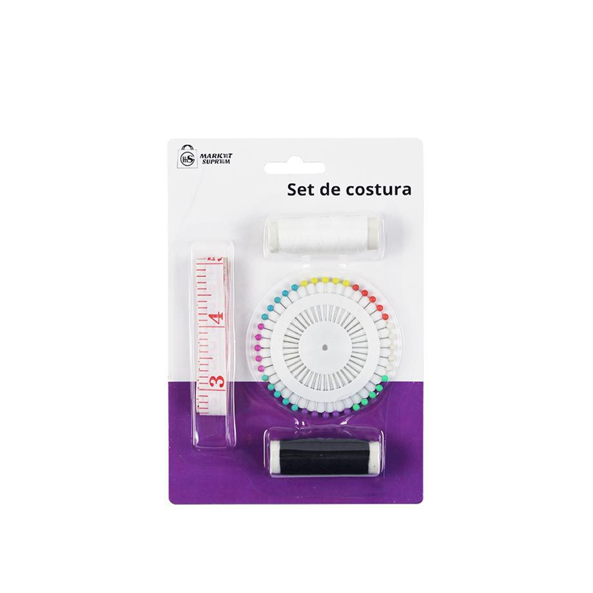 Conjunto Costura com 40 Alfinetes + Fita Métrica + 2 Linhas