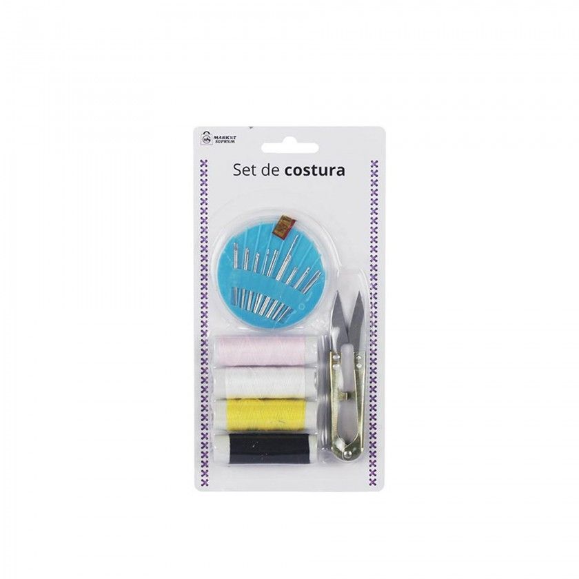 Conjunto Costura com Agulhas + 4 Linhas + Tesoura Conjunto Costura com Agulhas + 4 Linhas + Tesoura