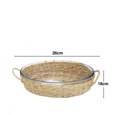 Assadeira Vidro Suporte Vime Oval - Image product