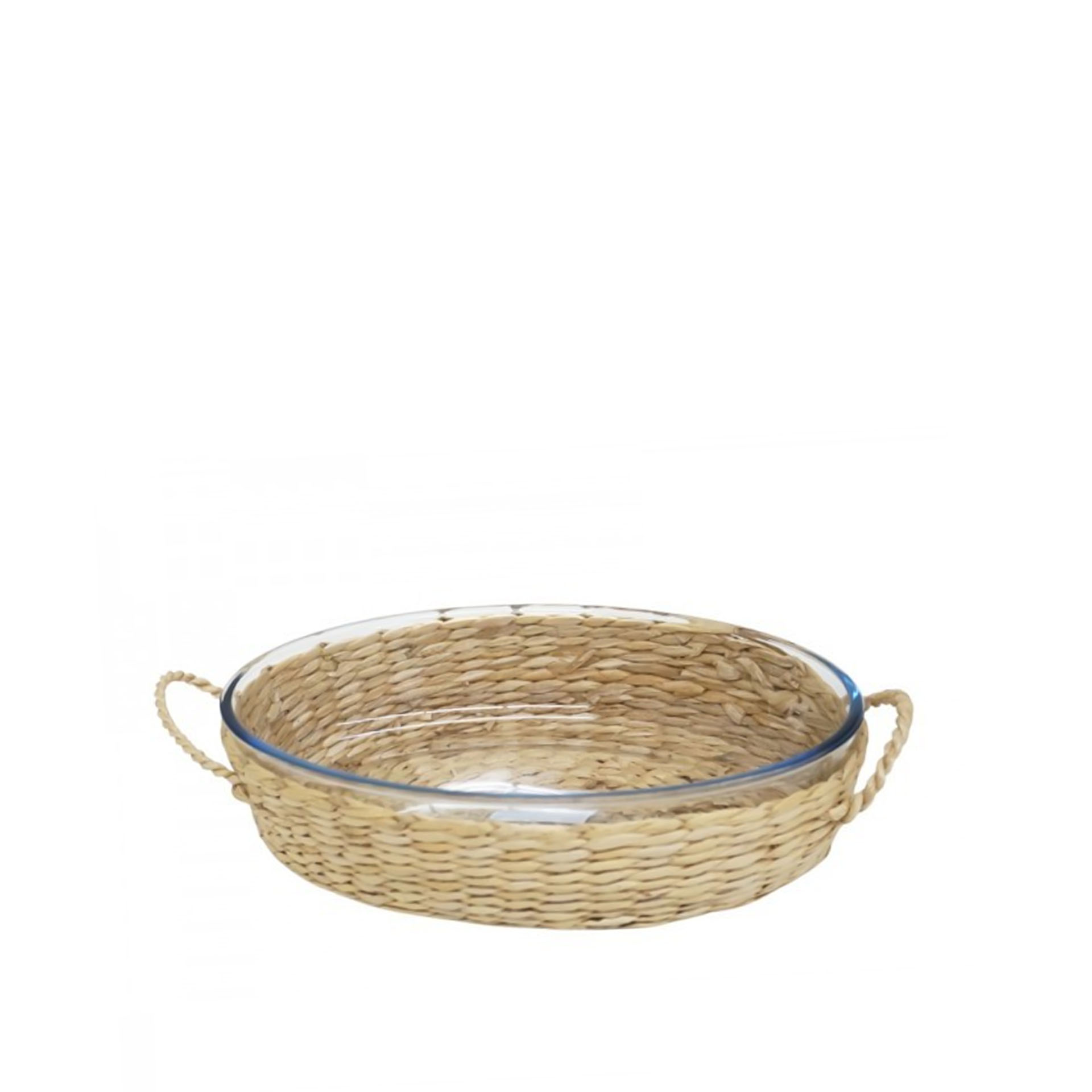 Assadeira Vidro Suporte Vime Oval