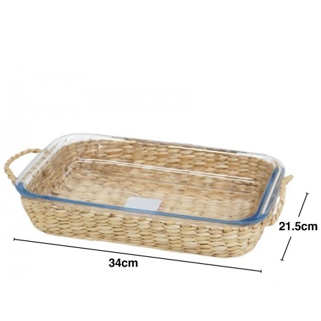 Assadeira Vidro Suporte Vime Retangular - Image product