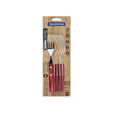 Garfo Mesa Serrilha Cabo Madeira Polywood Pack 6 - Image product