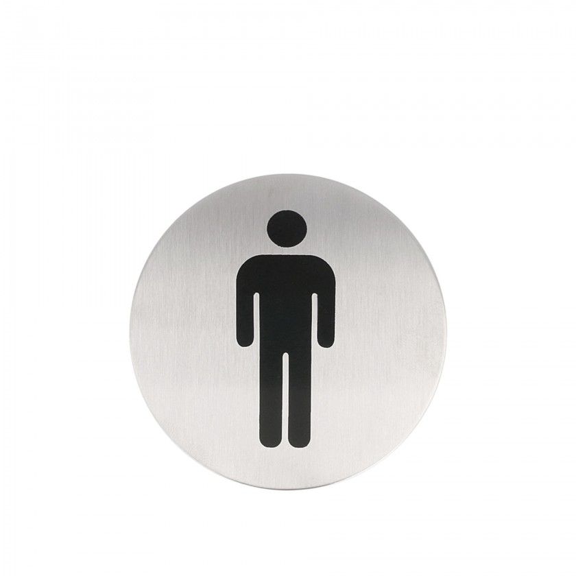 Placa Inox Adesiva Homens Redondo 7.5cm