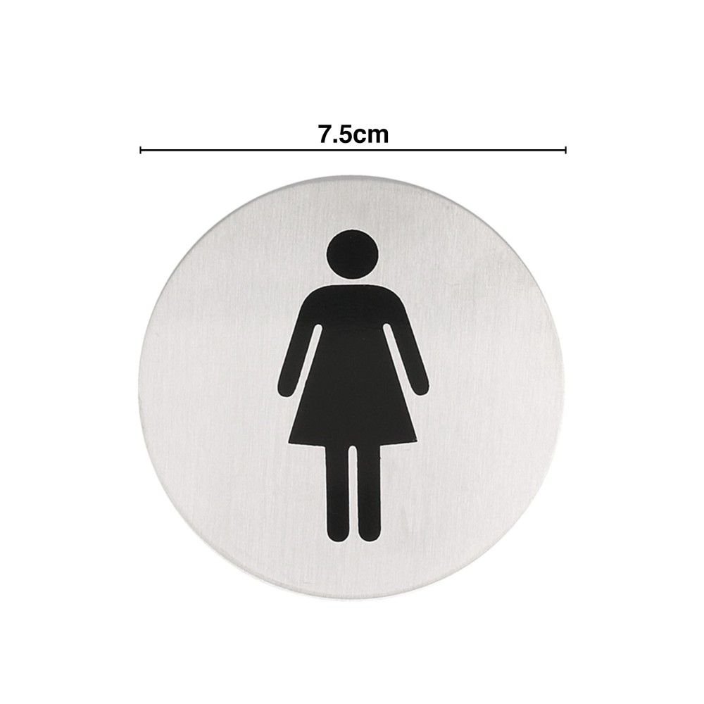 Placa Inox Adesiva Senhoras Redondo 7.5cm