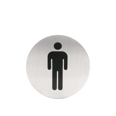 Placa Inox Adesiva Homens Redondo 7.5cm