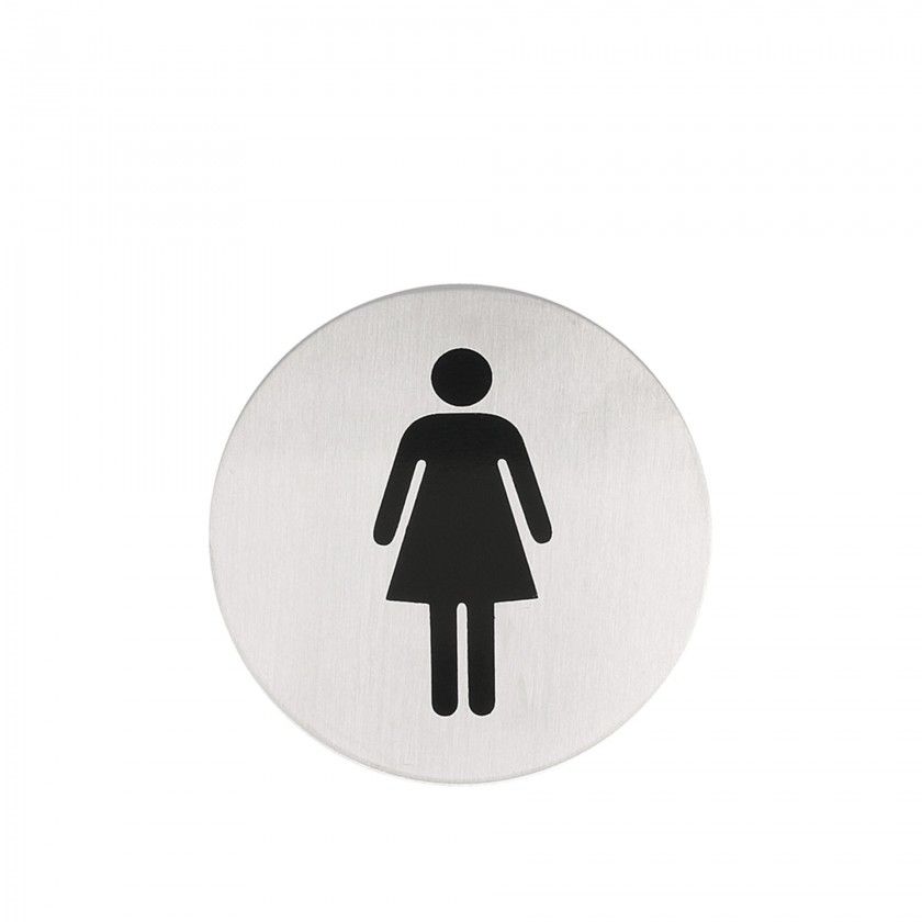 Placa Inox Adesiva Senhoras Redondo 7.5cm
