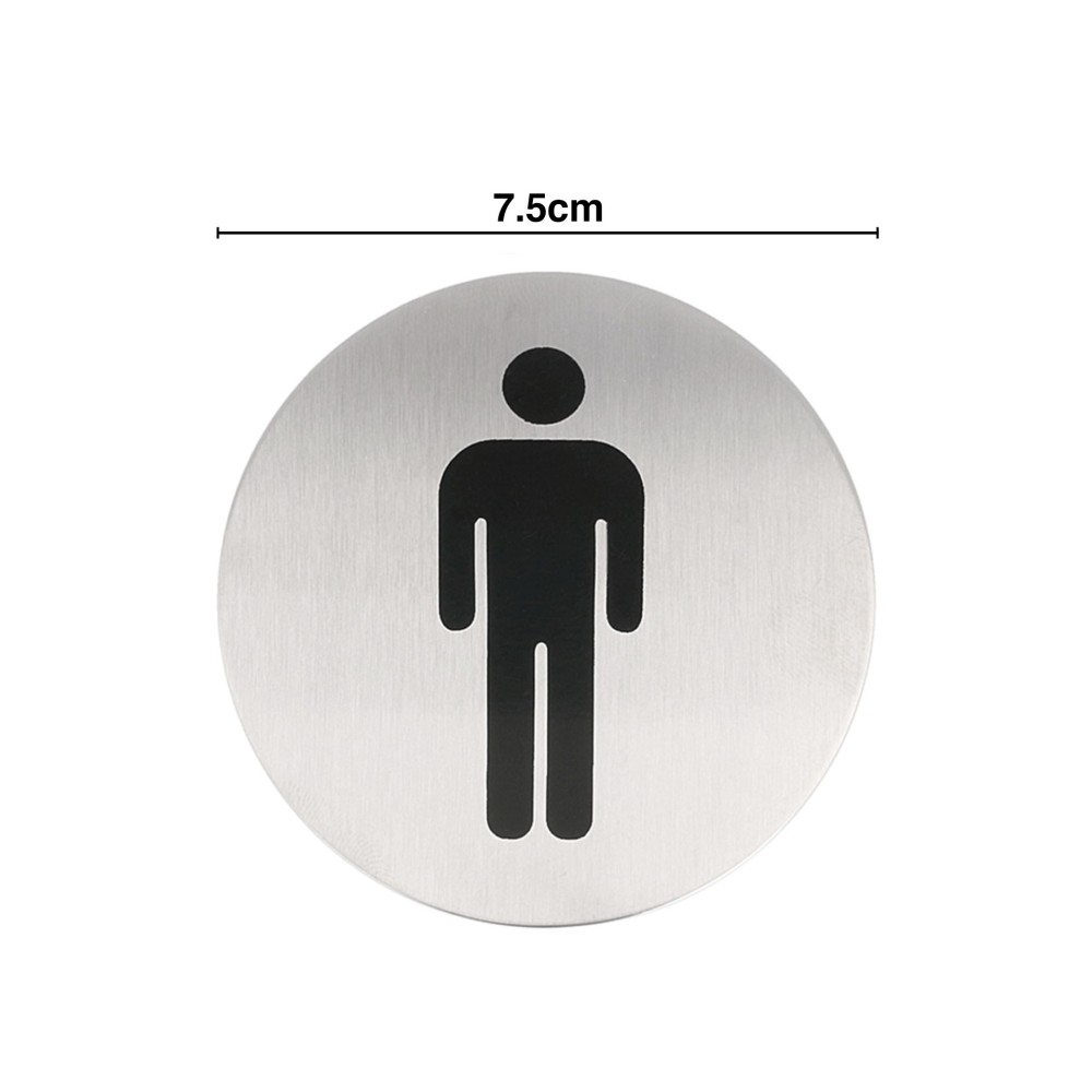 Placa Inox Adesiva Homens Redondo 7.5cm