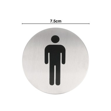 Placa Inox Adesiva Homens Redondo 7.5cm