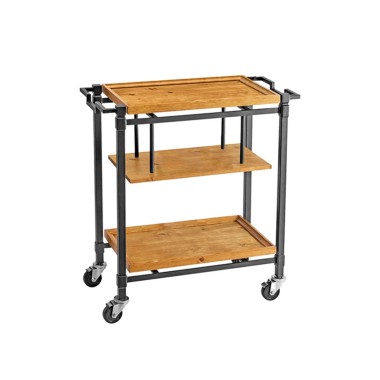 Carro Servi�o Madeira Natural 3 Estantes 91.4X44.5X99cm