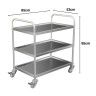 Carro Servi�o Inox 3 Estantes 85X53X95cm