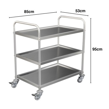 Carro Servi�o Inox 3 Estantes 85X53X95cm