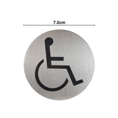 Placa Inox Adesiva Acessível Redondo 7.5cm
