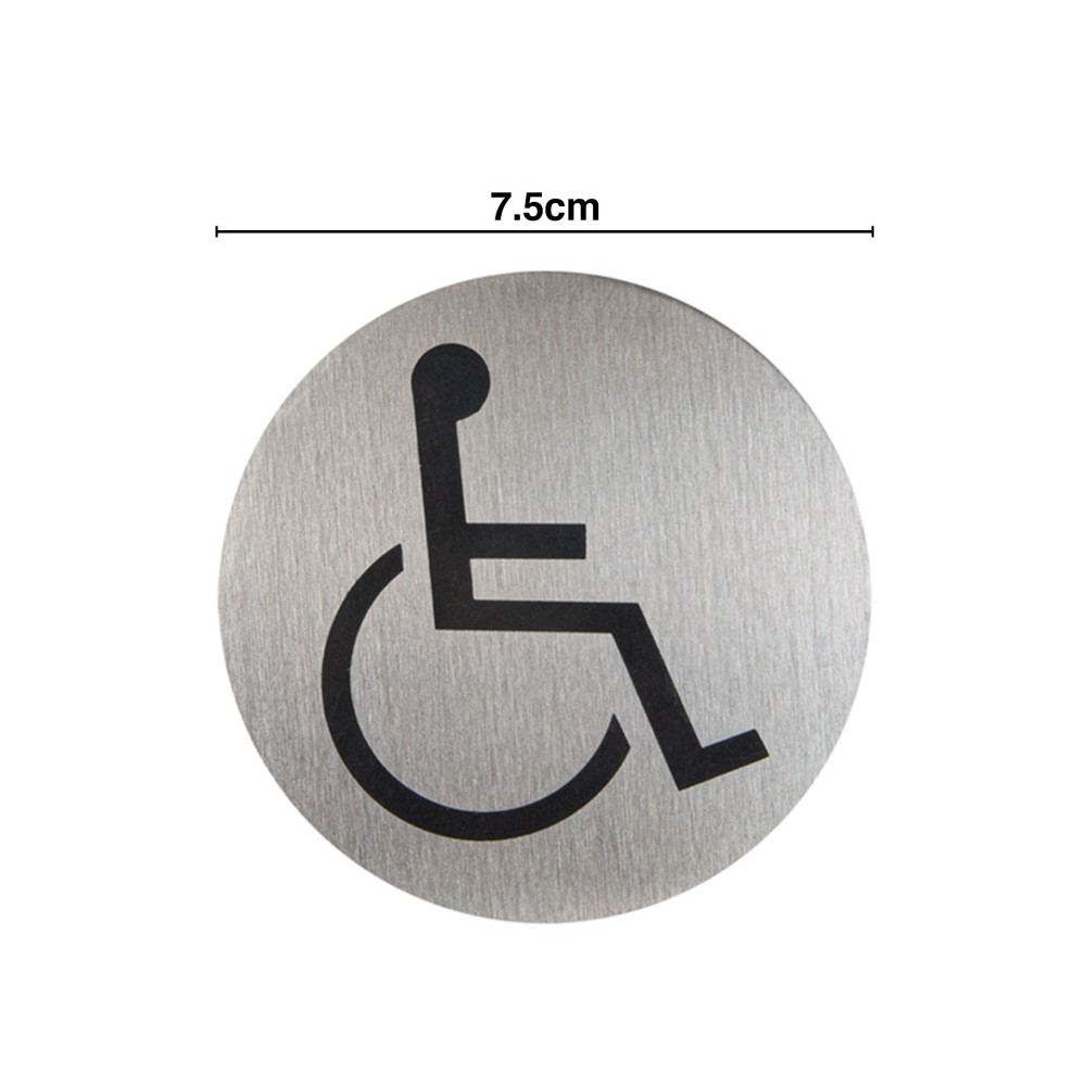 Placa Inox Adesiva Acessível Redondo 7.5cm