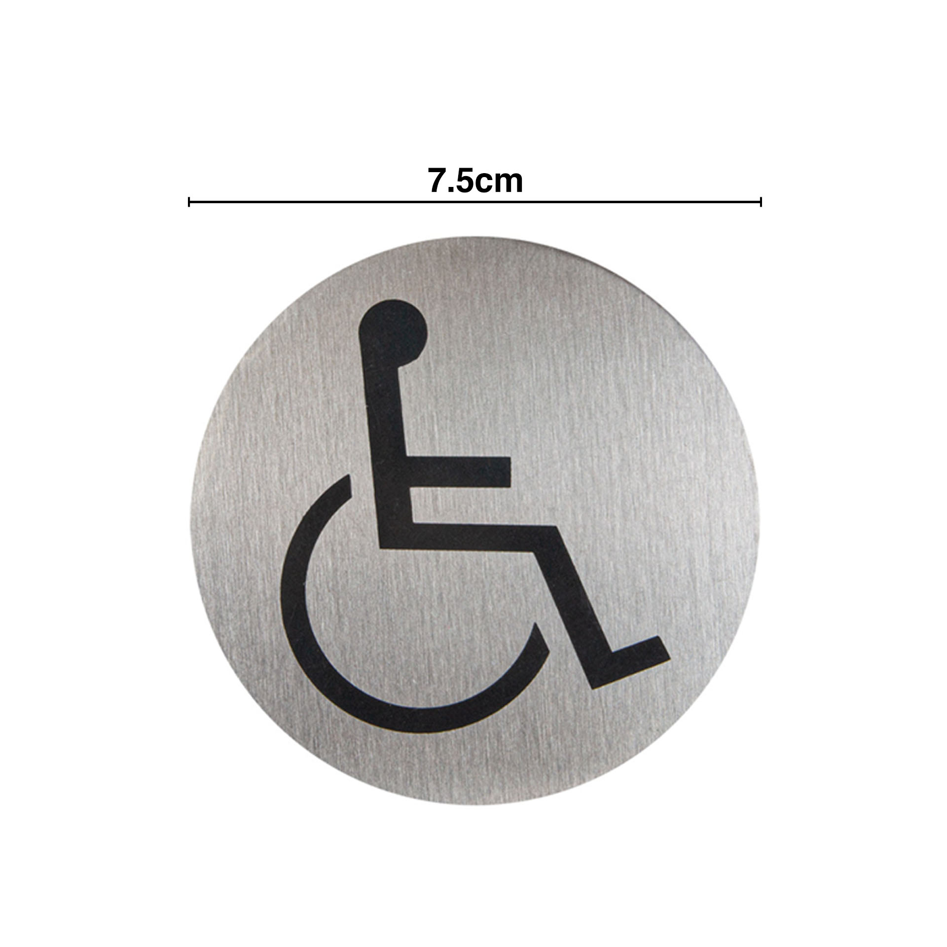 Placa Inox Adesiva Acessível Redondo 7.5cm
