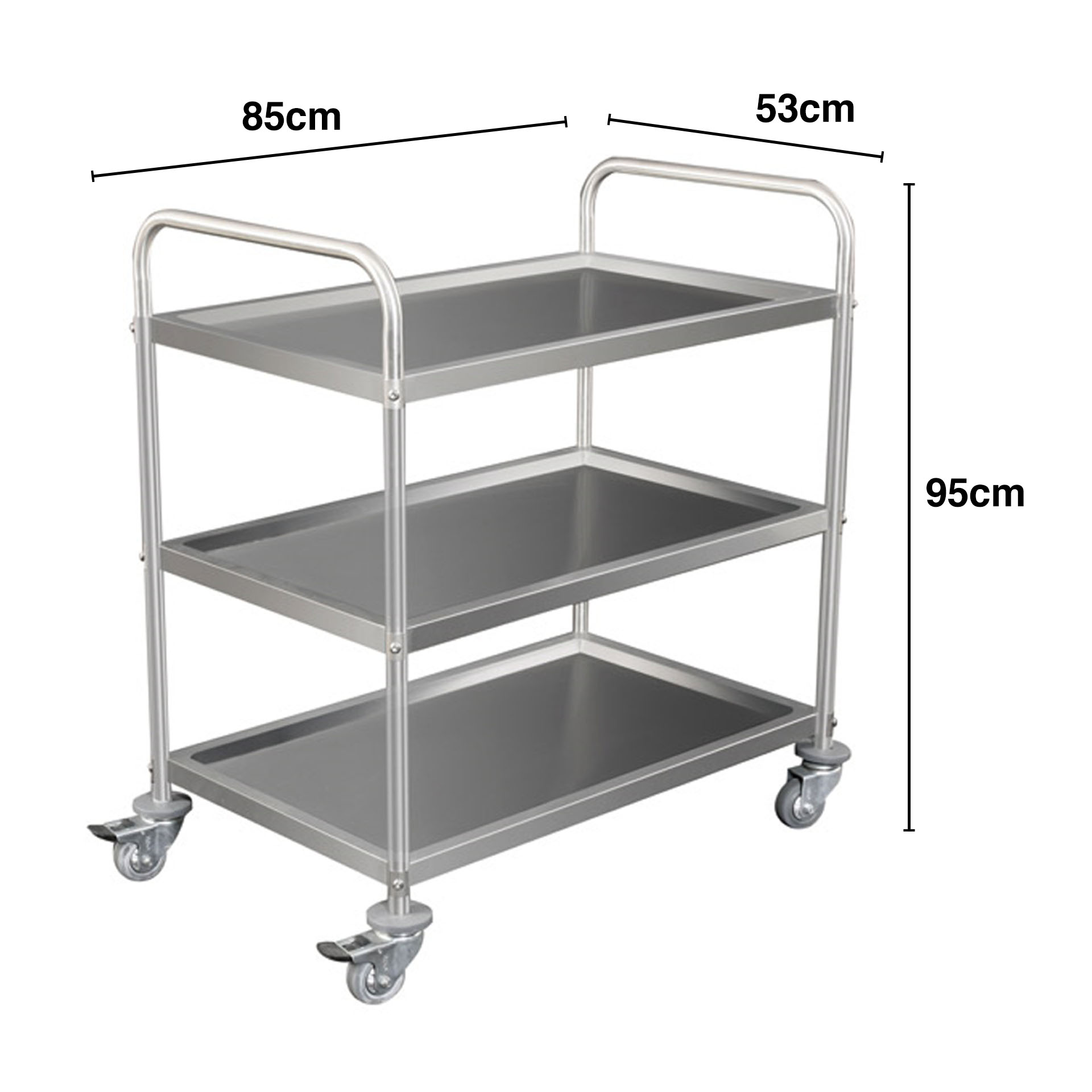 Carro Serviço Inox 3 Estantes 85X53X95cm