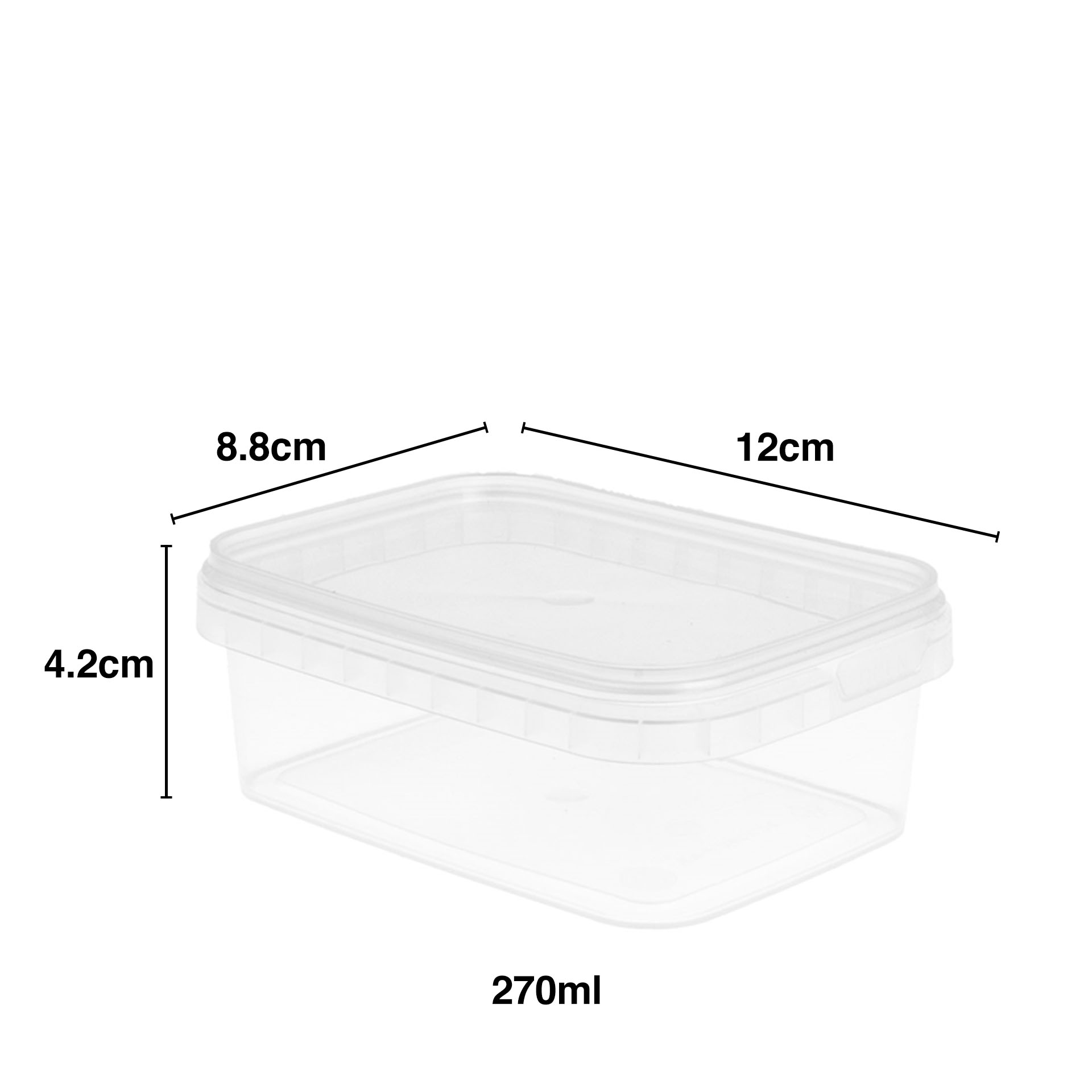 Caixa Hermética Inviolável com Tampa Incolor 270ml 12X8.8X4.2cm