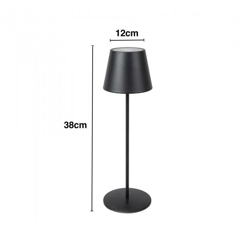 Candeeiro Led Metal Redondo Preto 12X38cm