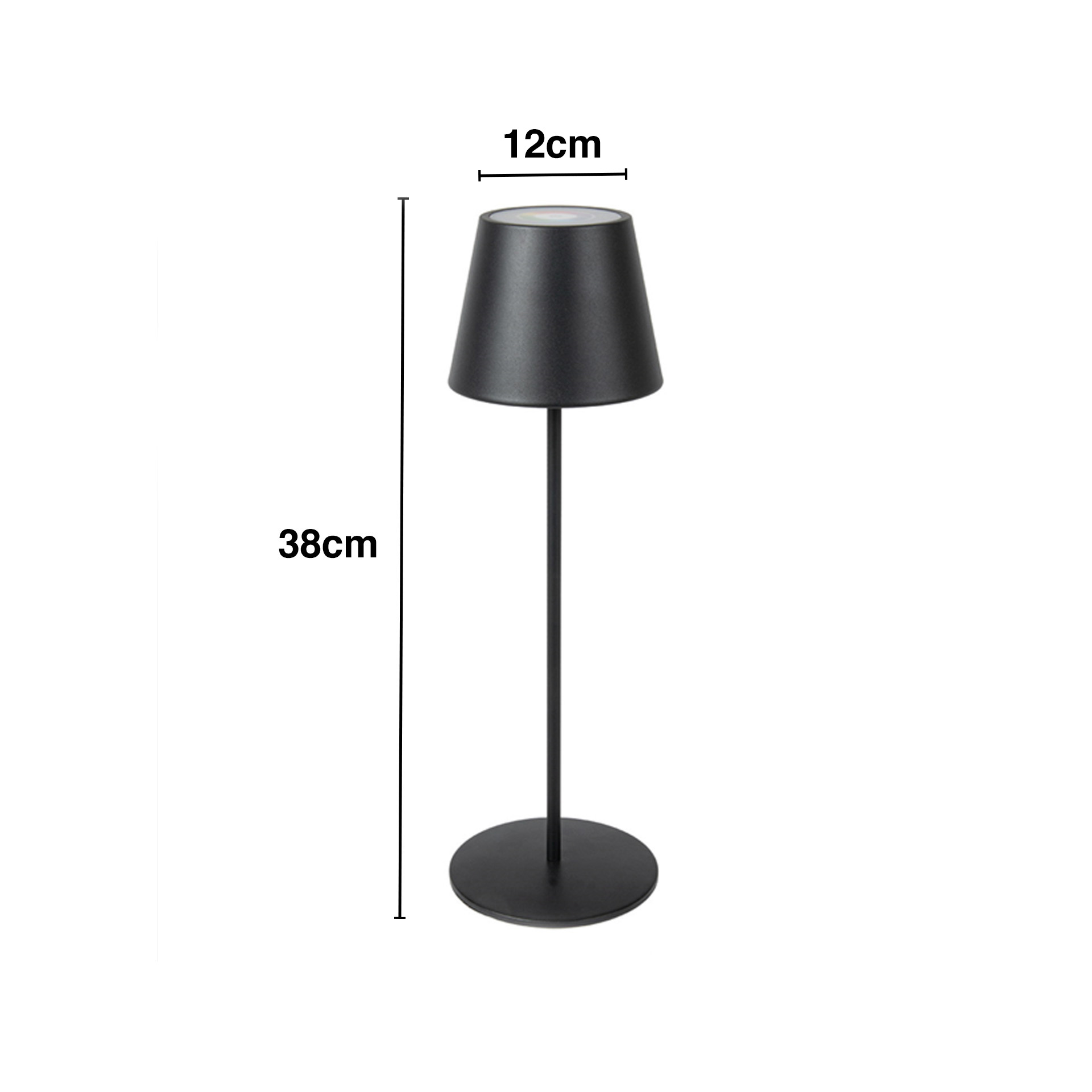 Candeeiro Led Metal Redondo Preto 12X38cm