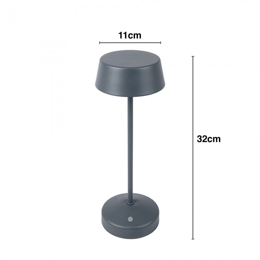 Candeeiro Led Metal Redondo Cinzento 11X32cm