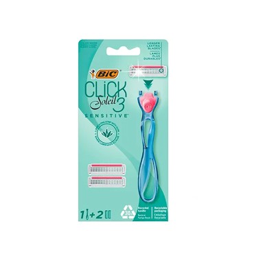 M�quina Depiladora Bic Click 3 Soleil Sensitive + 2 Recargas