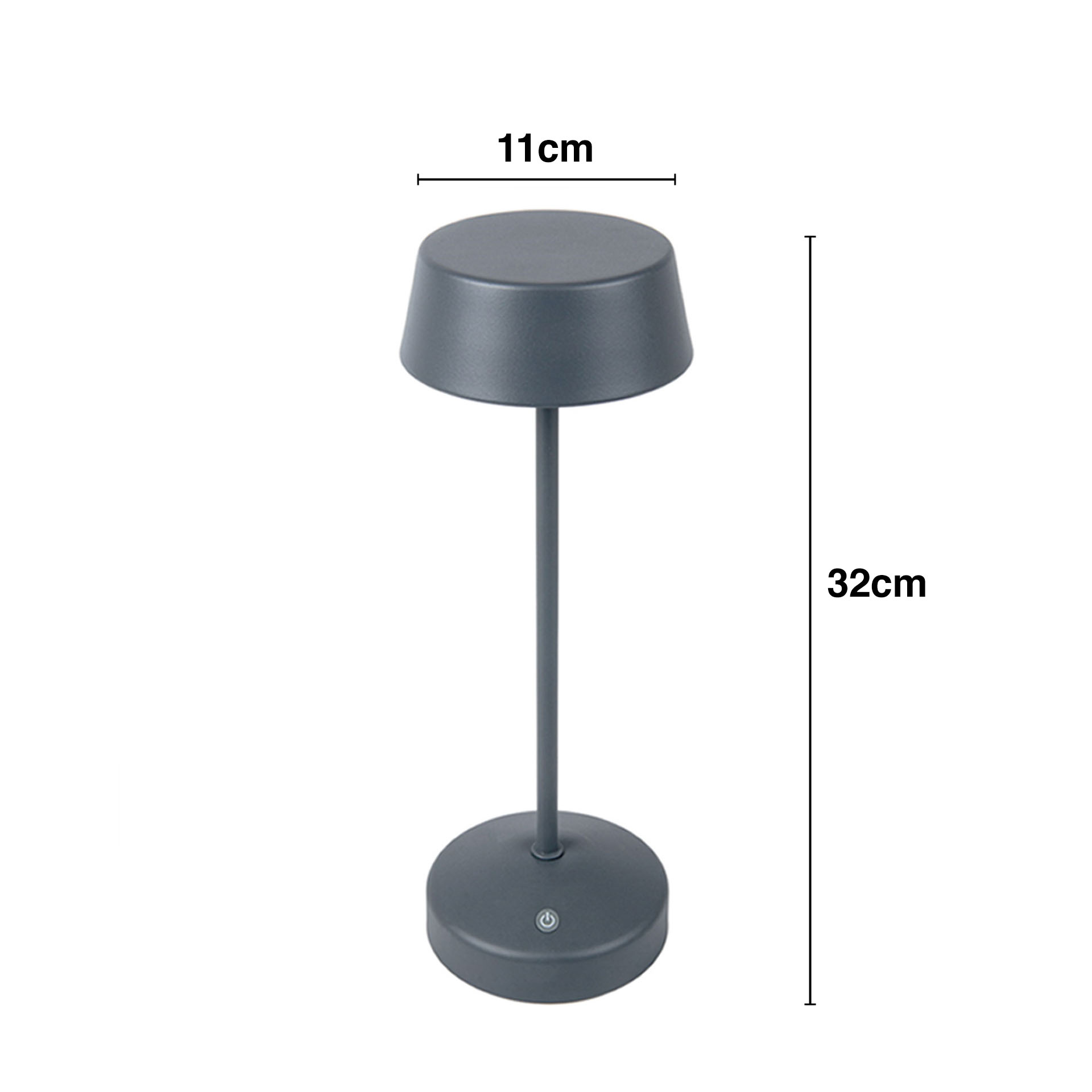 Candeeiro Led Metal Redondo Cinzento 11X32cm