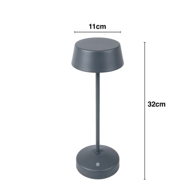 Candeeiro Led Metal Redondo Cinzento 11X32cm