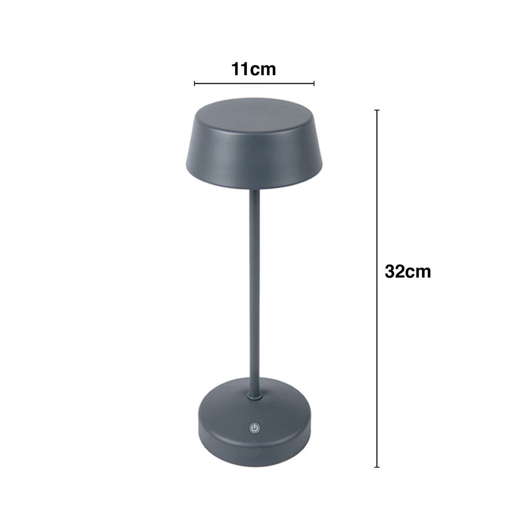 Candeeiro Led Metal Redondo Cinzento 11X32cm