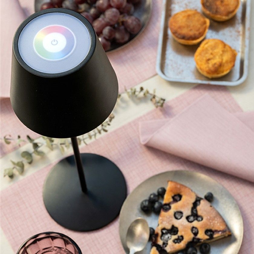 Candeeiro Led Metal Redondo Preto 12X38cm