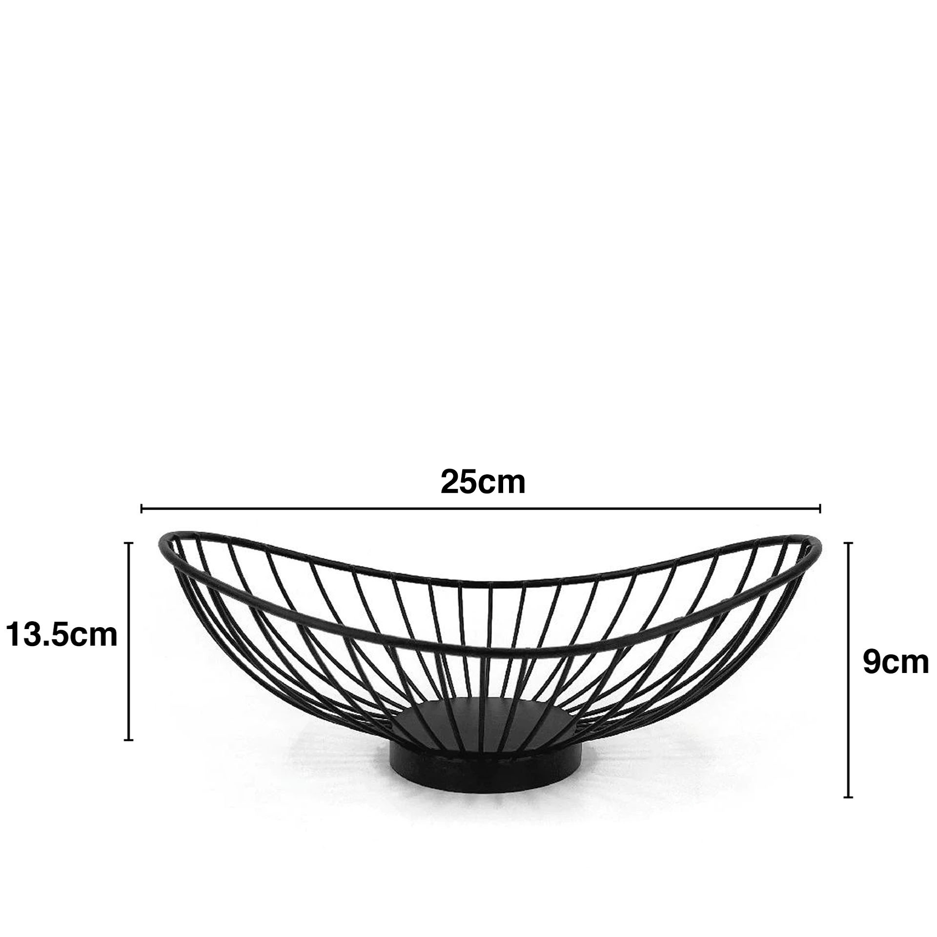 Cesto Pão Metal Oval Preto 25X13.5X9cm