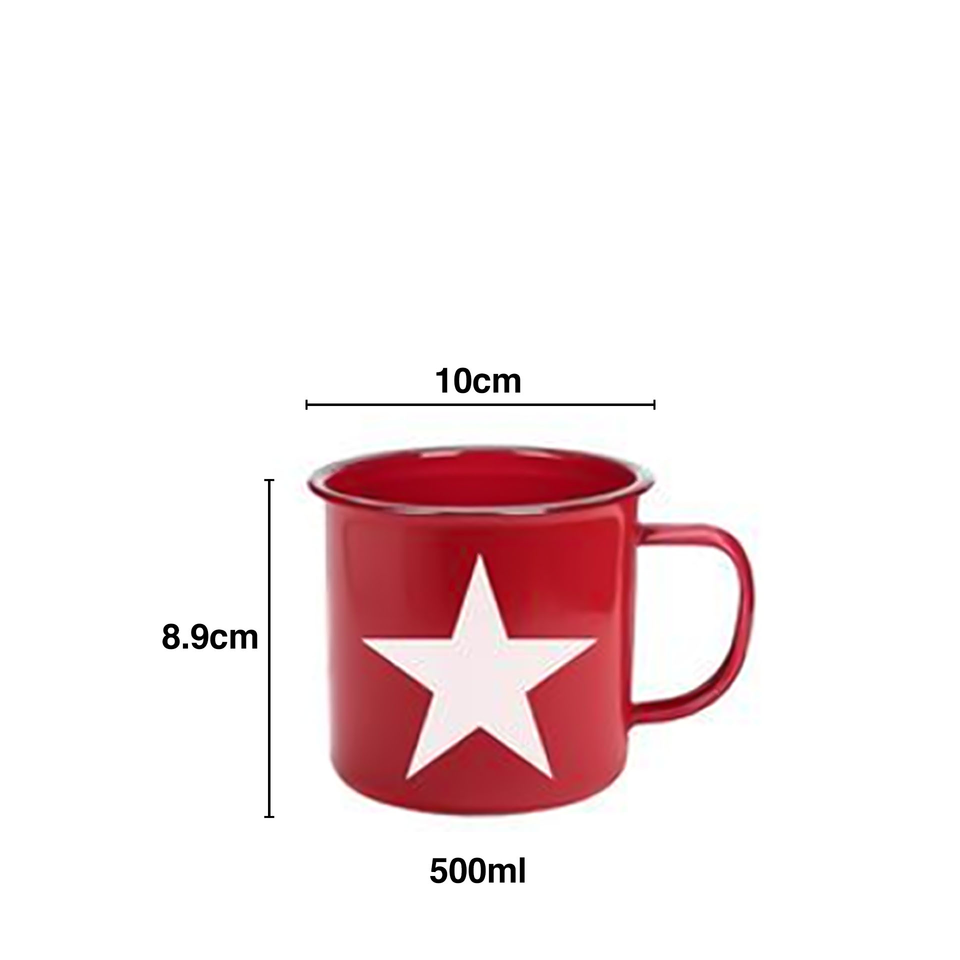 Caneca Esmalte Decorada Estrela 500ml 10X8.9cm