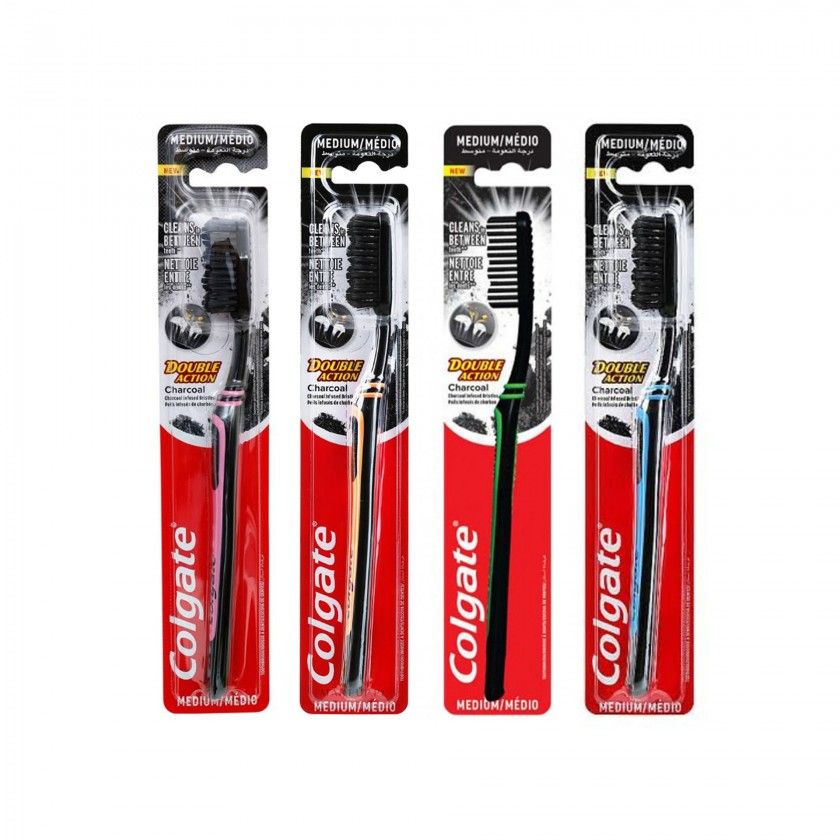 Escova Dentes Colgate Double Action Carvão Médio Escova Dentes Colgate Double Action Carvão Médio