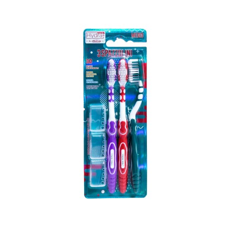 Escova Dentes Viva Hydra 3D Full White M�dio Pack 3 - Image product