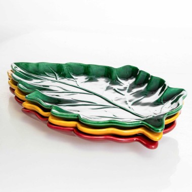 Travessa Folha Cer�mica 27X15cm