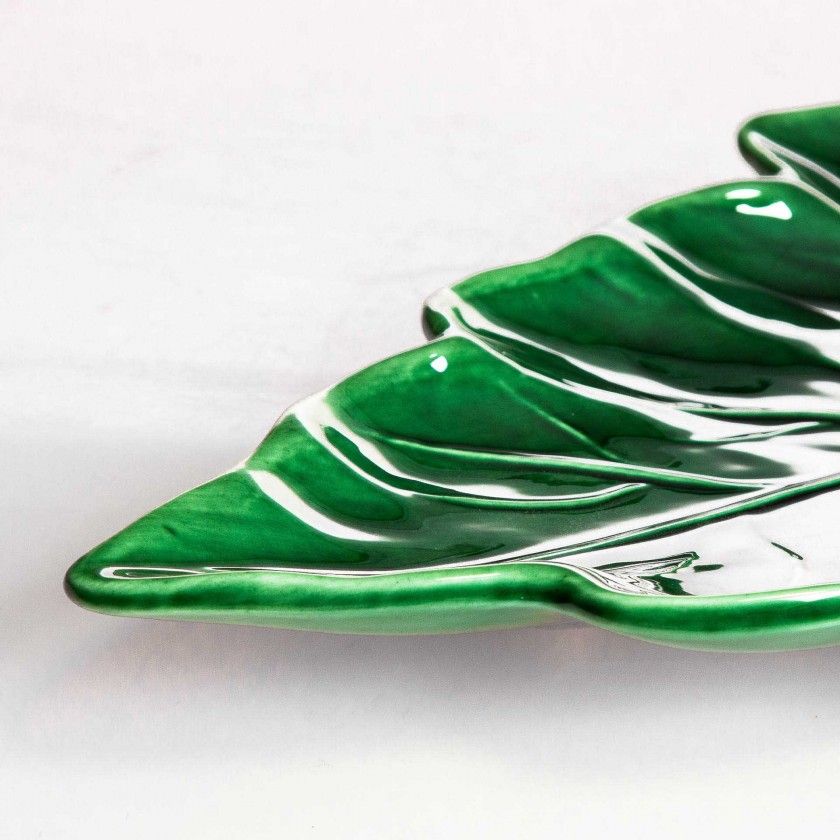 Travessa Folha Cerâmica 27X15cm Travessa Folha Cerâmica 27X15cm
