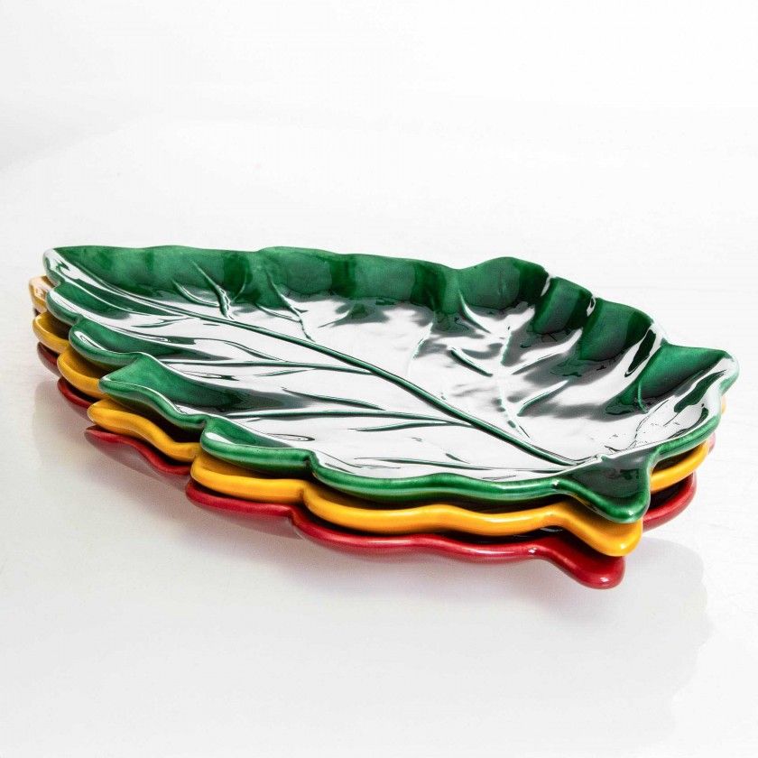 Travessa Folha Cerâmica 27X15cm Travessa Folha Cerâmica 27X15cm