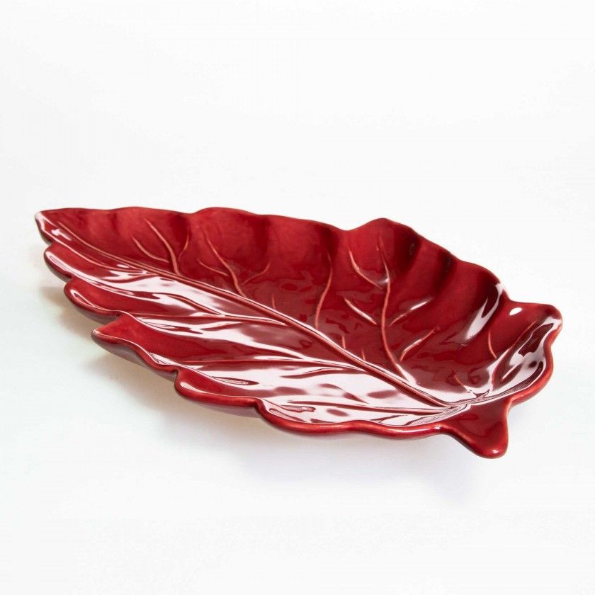 Travessa Folha Cerâmica 42cm Travessa Folha Cerâmica 42cm