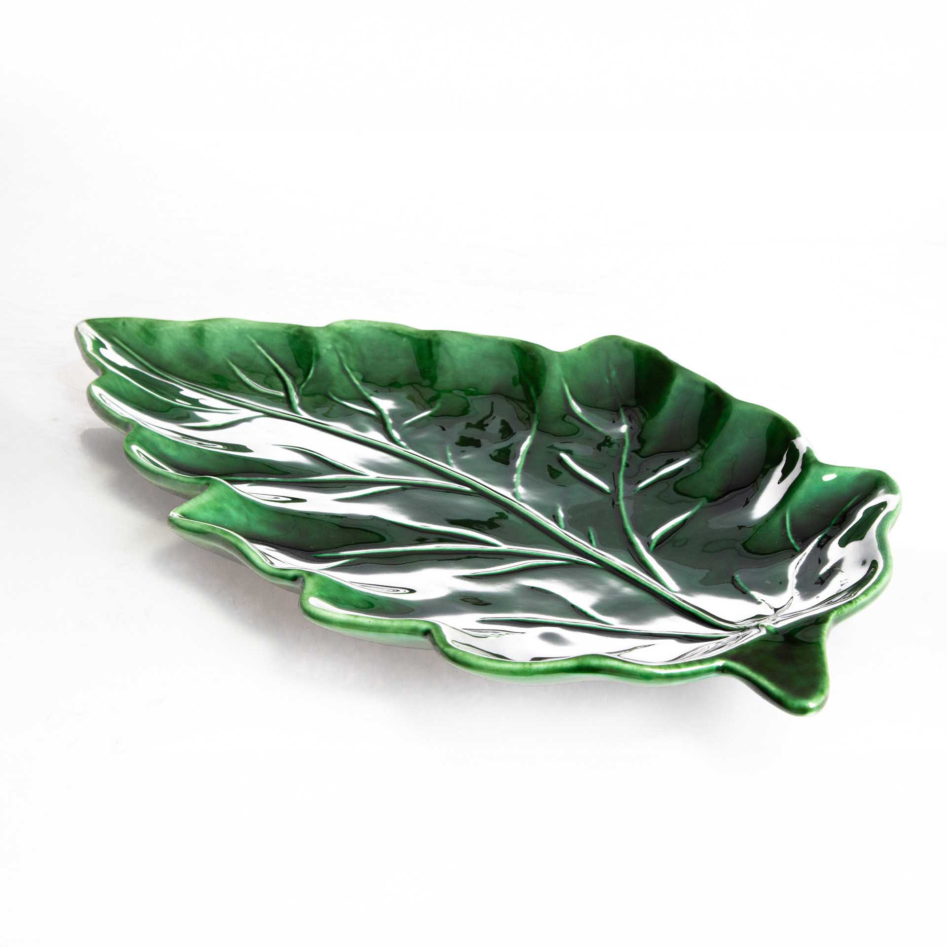 Travessa Folha Cerâmica 27X15cm