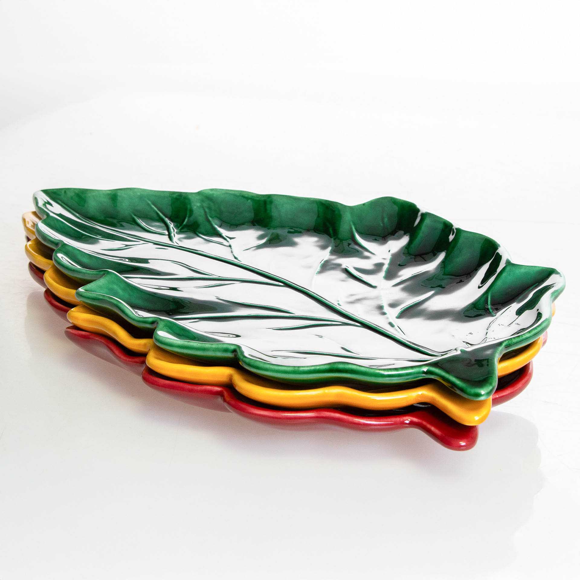 Travessa Folha Cerâmica 27X15cm