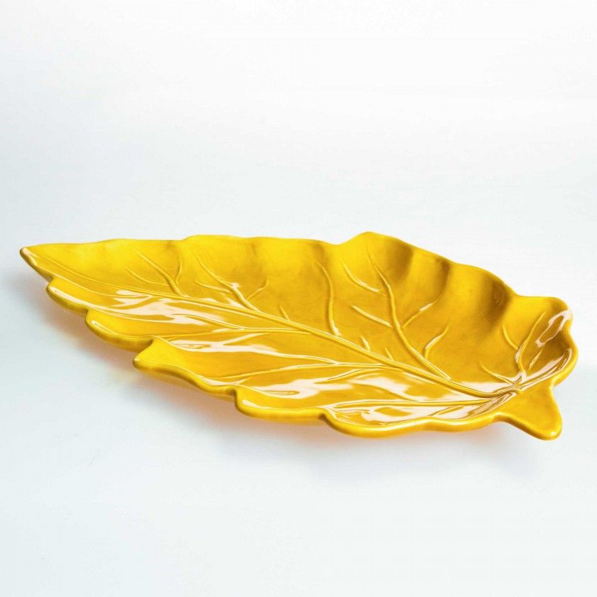 Travessa Folha Cerâmica 42cm Travessa Folha Cerâmica 42cm