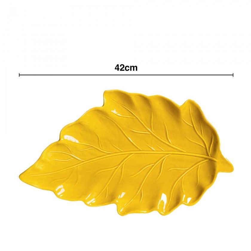 Travessa Folha Cerâmica 42cm Travessa Folha Cerâmica 42cm