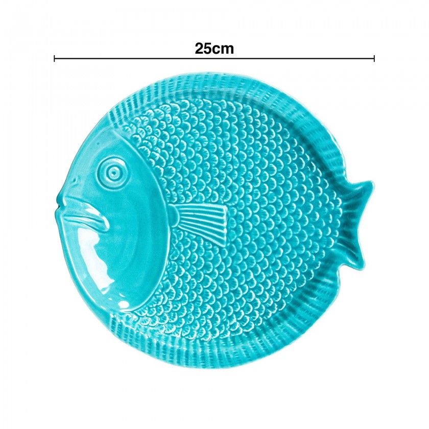 Prato Raso Peixe Cerâmica 25cm Prato Raso Peixe Cerâmica 25cm