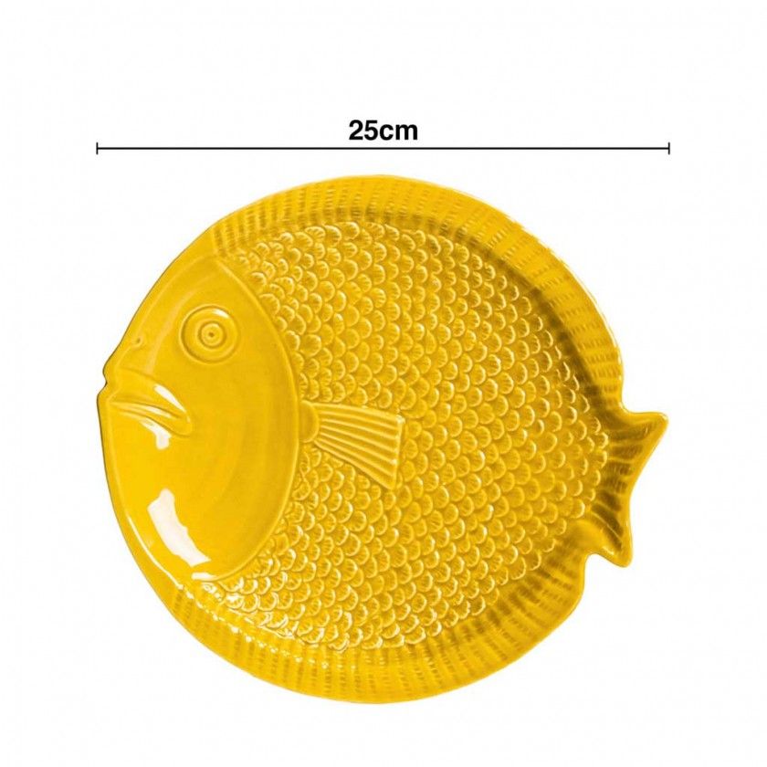 Prato Raso Peixe Cerâmica 25cm Prato Raso Peixe Cerâmica 25cm